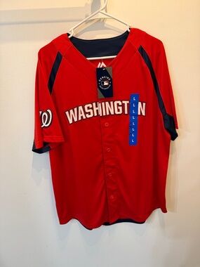 Majestic Washington Red and Navy Baseball Jersey